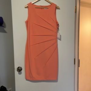NWT Calvin Klein Sheath dress - melon with sunburst detail size 12